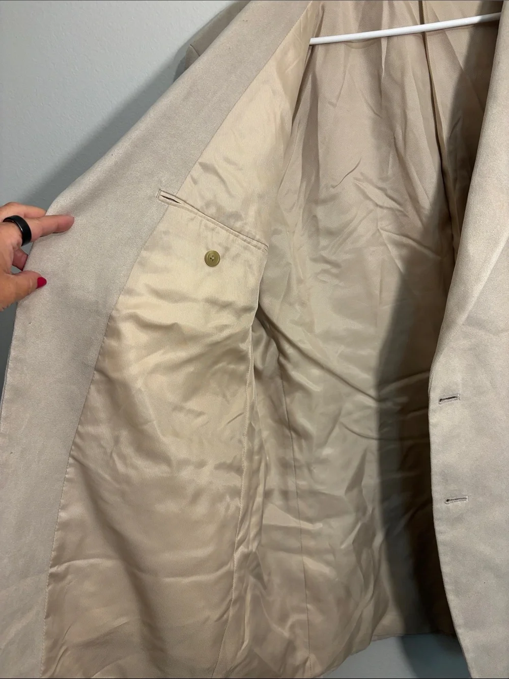 Chaps Light Beige Suede Blazer Jacket